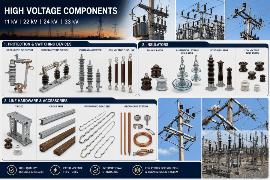 Protection & Switching Devices) Drop-out Fuse Cutout Disconnecting Switch Lightning Arrester High Voltage Fuse Link